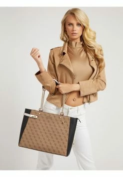 Guess ZADIE LOGO GIRLFRIEND TOTE - Tote Bag - Mehrfarbig Beige