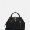 Guess SQUARE G LUX FLAP SATCHEL - Handbag - Black