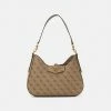 Guess BRENTON - Handbag - Latte Logo