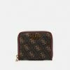 Guess IZZY SMALL ZIP AROUND - Wallet - Brown Logo/merlot