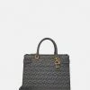 Guess ATENE SOCIETY SATCHEL - Handbag - Charcoal Logo