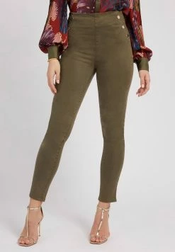 Guess ULTRA CURVE HIGH BUTTON - Trousers - Grün