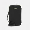 Guess DOUBLE PHONE POUCH - Across Body Bag - Black