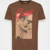 Guess ICONIC PHOTO TEE - Print T-shirt - Brown