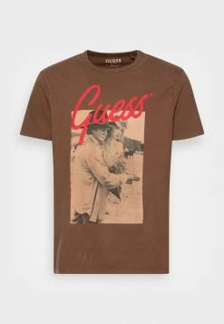 Guess ICONIC PHOTO TEE - Print T-shirt - Brown