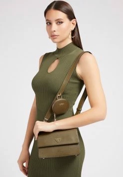 Guess ALEXIE CROSSBODY FLAP SET - Across Body Bag - Grün