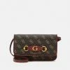 Guess IZZY PHONE CROSSBODY - Across Body Bag - Brown/merlot