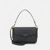 Guess ECO BRENTON FLAP SHOULDER BAG - Handbag - Coal Logo