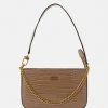 Guess KATEY CROC MINI TOP ZIP - Handbag - Light Rum