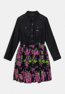 Guess JUNIOR MIXED FABRIC DRESS - Day Dress - Full Dark Sky Wash