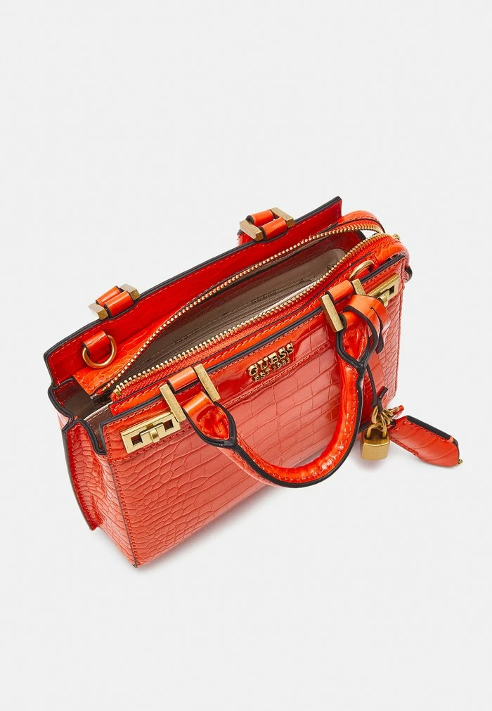 Guess KATEY CROC MINI SATCHEL - Handbag - Flame - Image 3