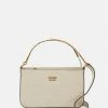 Guess KATEY CROC MINI TOP ZIP - Handbag - Eggshell