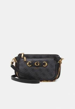 Guess IZZY DOUBLE POUCH CROSSBODY SET - Across Body Bag - Coal