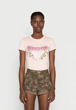 Guess FLORIA TEE - Print T-shirt - Pink Roses
