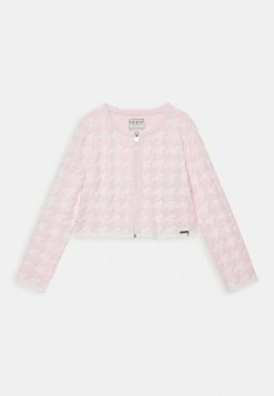 Guess JUNIOR CARDIGAN - Cardigan - Pink And White Pied