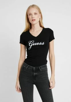 Guess SLIM FIT - Print T-shirt - Jet Black