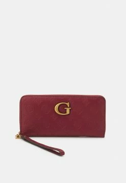 Guess VIBE LARGE ZIP AROUND - Wallet - Merlot Logo