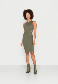 Guess CUTOUT ALL - Jumper Dress - Army Olive Multi