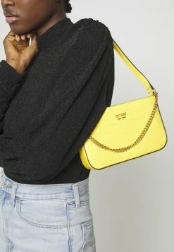 Guess KATEY CROC MINI TOP ZIP - Handbag - Yellow