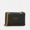 Guess ABEY MINI CROSSBODY FLAP - Across Body Bag - Black