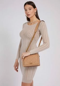 Guess ABEY CROSSBOD FLAP - Across Body Bag - Beige