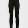 Guess SKINNY - Trousers - Black Shiny Python