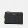 Guess LARGE TOP ZIP - Wash Bag - Coal